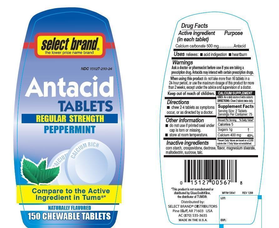 Select Brand Antacid Tablets Regular Strength Peppermint