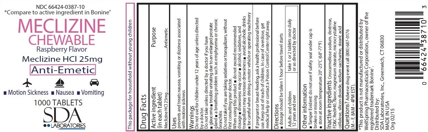 SDA Meclizine 25 mg Tablet Package Label