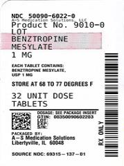 BENZTROPINE MESYLATE Tablets USP0.5 mg, 1 mg and 2 mg