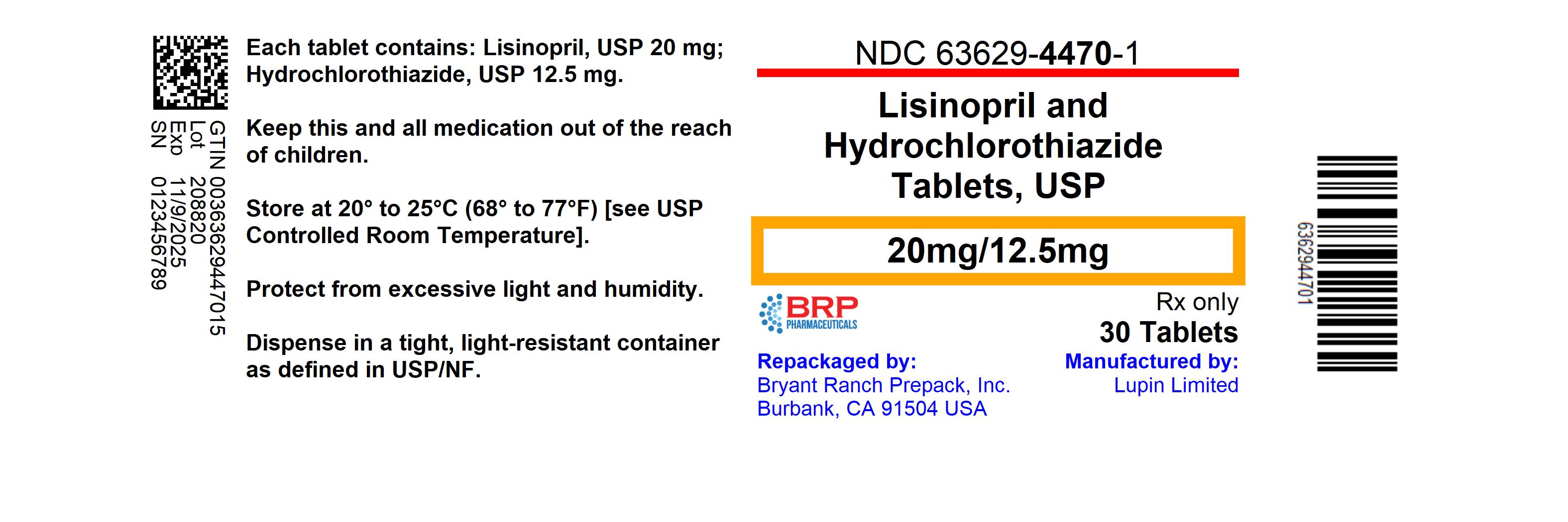 LISINOPRIL AND HYDROCHLOROTHIAZIDE TABLETS USP