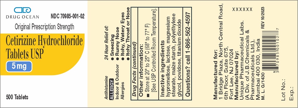 Cetirizine Hydrochloride Tablets USP , 5 mg ﻿Drug Facts