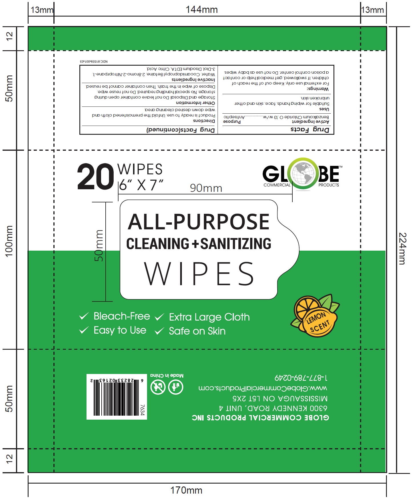 20 Wipes Label