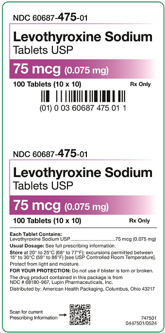 75 mcg Levothyroxine Sodium Tablets Carton