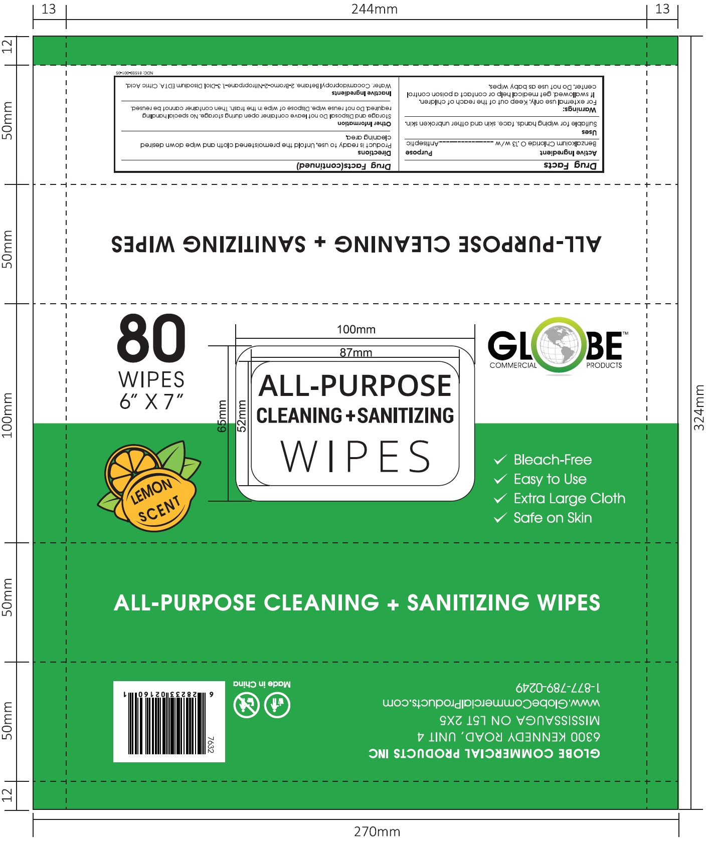 80 Wipes Bag Label