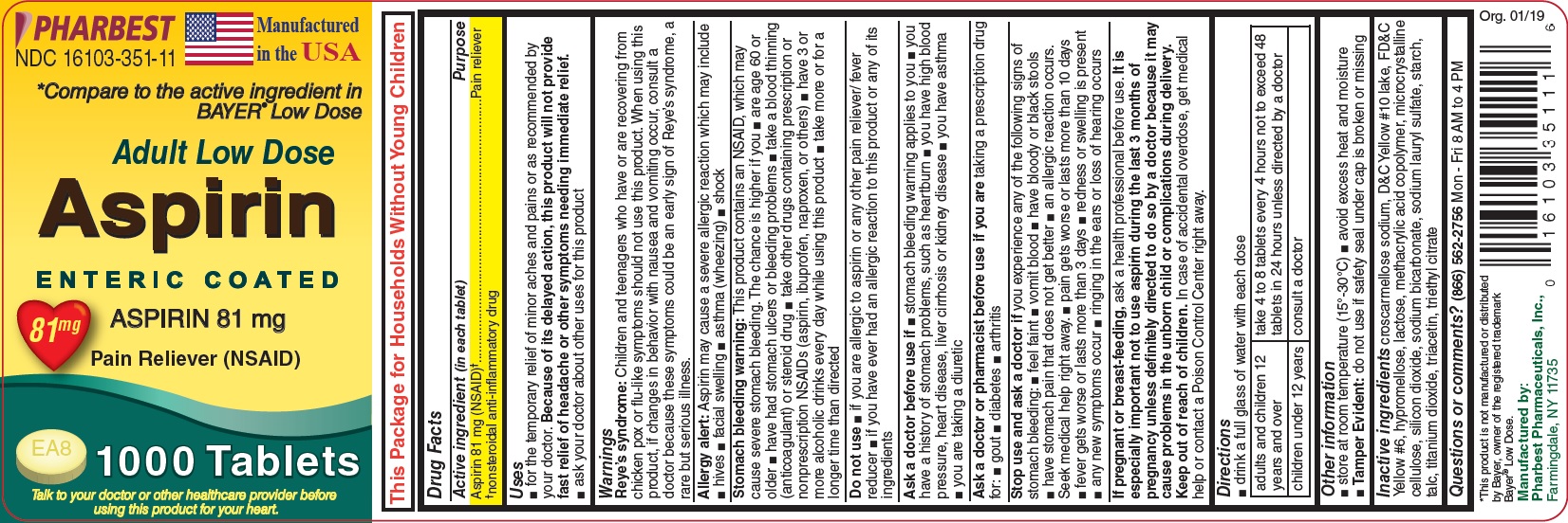 Adult Low Dose Aspirin Enteric Coated Package Label