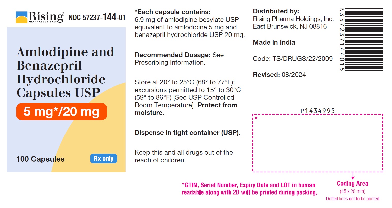 PACKAGE LABEL-PRINCIPAL DISPLAY PANEL - 5 mg/20 mg (100 Capsules Bottle)