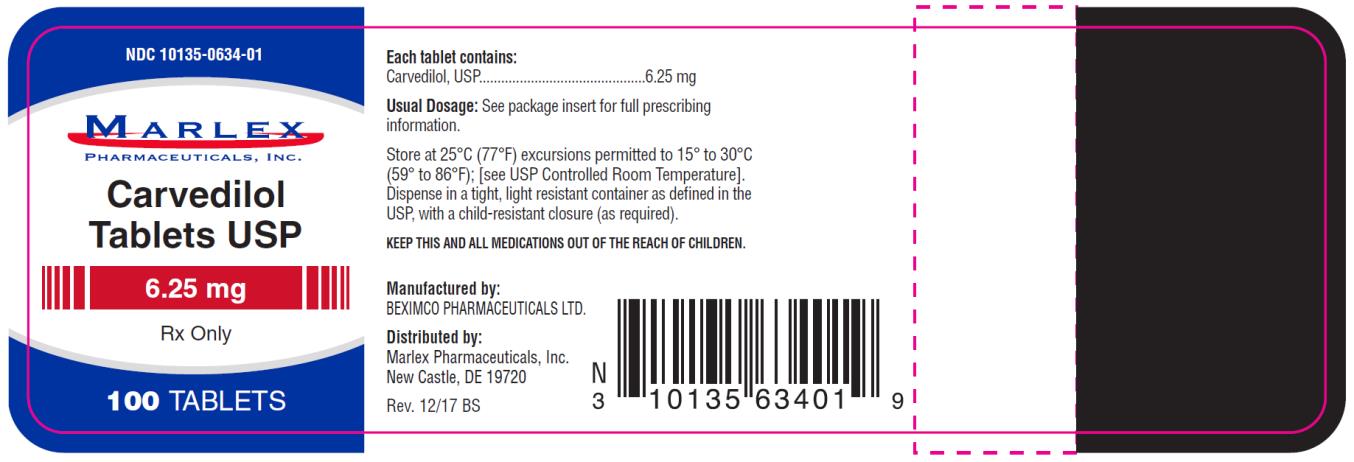 PRINCIPAL DISPLAY PANEL
NDC 10135-0634-01
Carvedilol 
Tablets USP
6.25 mg
100 Tablets
Rx Only
