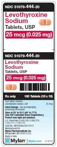 Levothyroxine Sodium 25 mcg (0.025 mg) Tablets Unit Carton Label