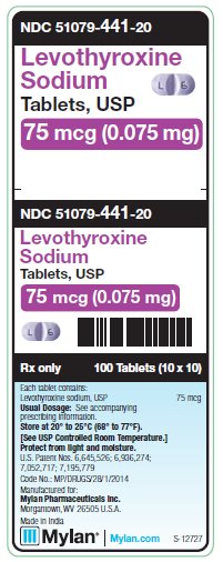 Levothyroxine Sodium 75 mcg (0.075 mg) Tablets Unit Carton Label