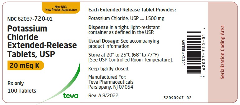 Label, 20 mEq K, 100s