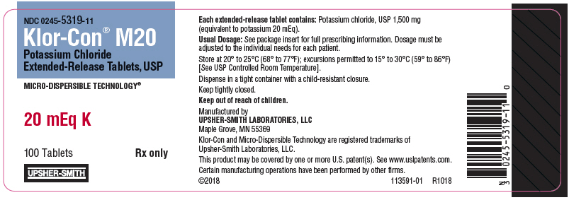 PRINCIPAL DISPLAY PANEL - 20 mEq K Tablet Bottle Label